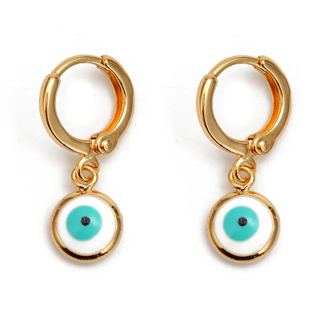 Lucky Eye Turkish Evil Eye Drop Earrings Colorful Charms Hanging Dangle Earrings for Women Ladies Copper Jewelry Gift EY6456