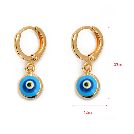 Lucky Eye Turkish Evil Eye Drop Earrings Colorful Charms Hanging Dangle Earrings for Women Ladies Copper Jewelry Gift EY6456