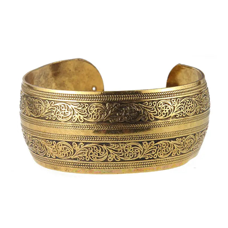 Gypsy Bohemian Vintage Tibetan Bronze Metal Carving Flower Elephant Cuff Bracelets& Bangles For Women Jewelry Gift