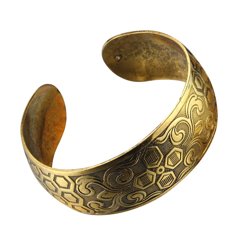 Gypsy Bohemian Vintage Tibetan Bronze Metal Carving Flower Elephant Cuff Bracelets& Bangles For Women Jewelry Gift