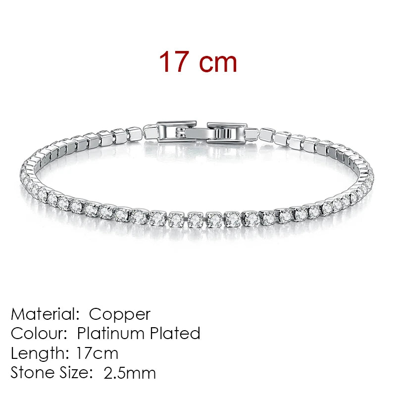 Fashion 2.5mm Zirconia Tennis Bracelet for Women Crystal Charm Designer Tennis Thin Chain Bracelet on Hand Wedding Jewelry KC128