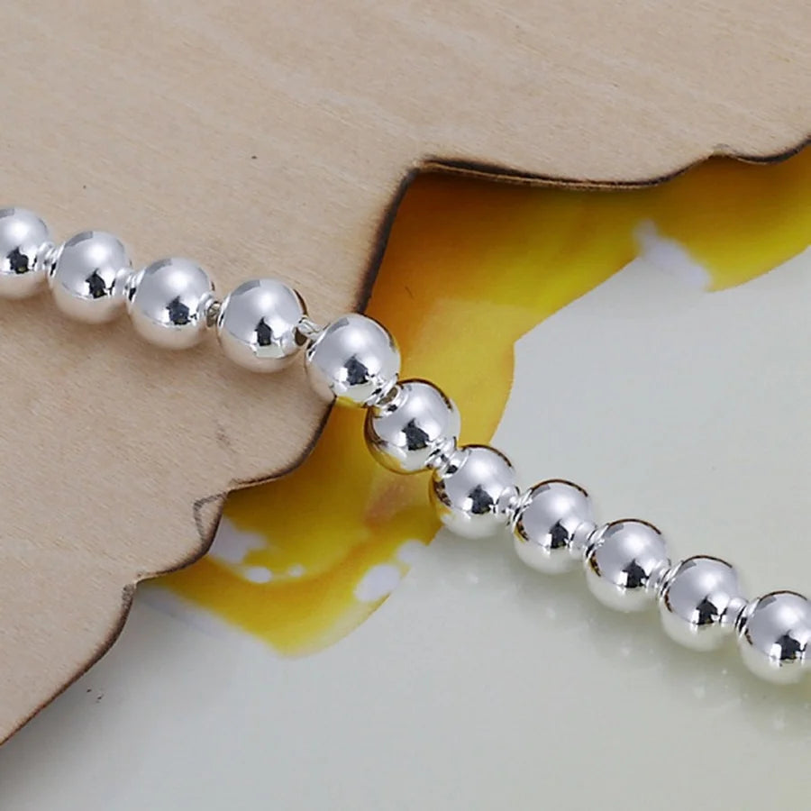 High quality fashion Silver color Jewelry charm women Chain lady wedding 6MM beads Bracelets factory price free shipping H114