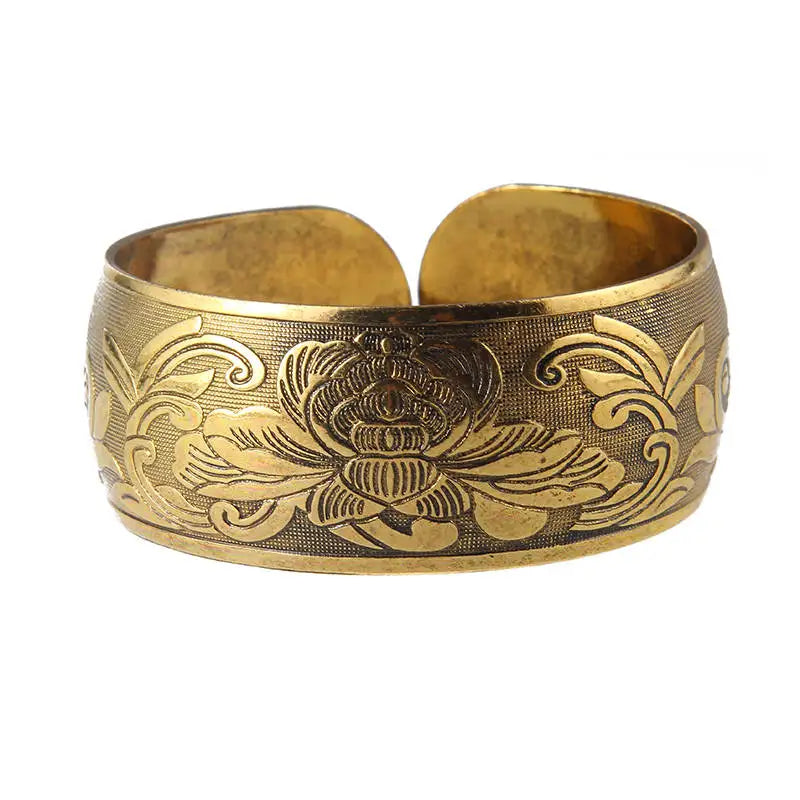 Gypsy Bohemian Vintage Tibetan Bronze Metal Carving Flower Elephant Cuff Bracelets& Bangles For Women Jewelry Gift