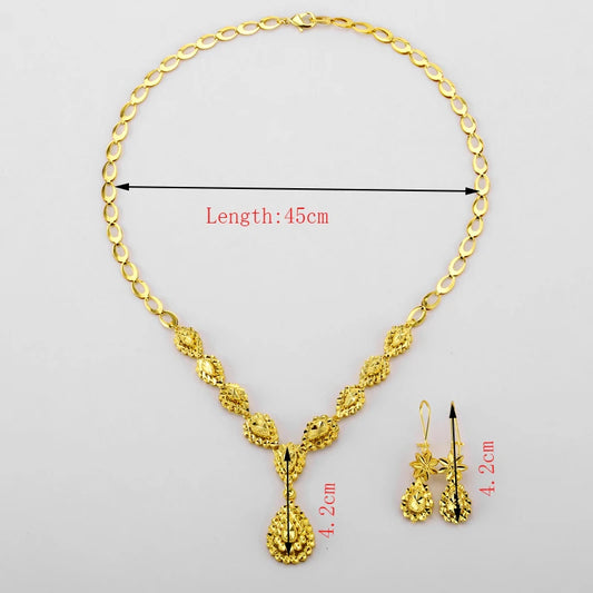 Ethiopian Jewelry Gold Color sets for Bride Arab Africa Gifts for Women Wedding Necklace/Earrings