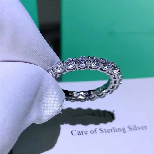 Couple Eternity 4mm Lab Diamond Ring 925 sterling silver Bijou Engagement Wedding band Rings for Women men Fine Party Jewelry