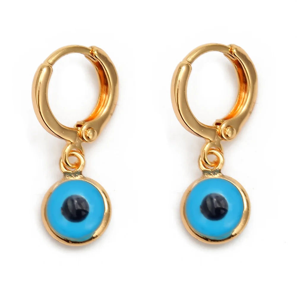 Lucky Eye Turkish Evil Eye Drop Earrings Colorful Charms Hanging Dangle Earrings for Women Ladies Copper Jewelry Gift EY6456