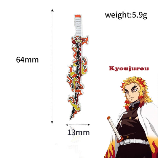 Anime Demon Slayer Brooch Enamel Kimetsu no Yaiba Sword Pins Weapon Badge Fans Cosplay Souvenir Props Backpack Jewelry Gift