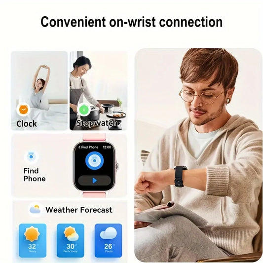KESHUYOU 2025 Smart Watch Answer Make Call Message Preview Sport Mode DIY Dial Sleep Monitor Smart Watch for Men Women Gifts