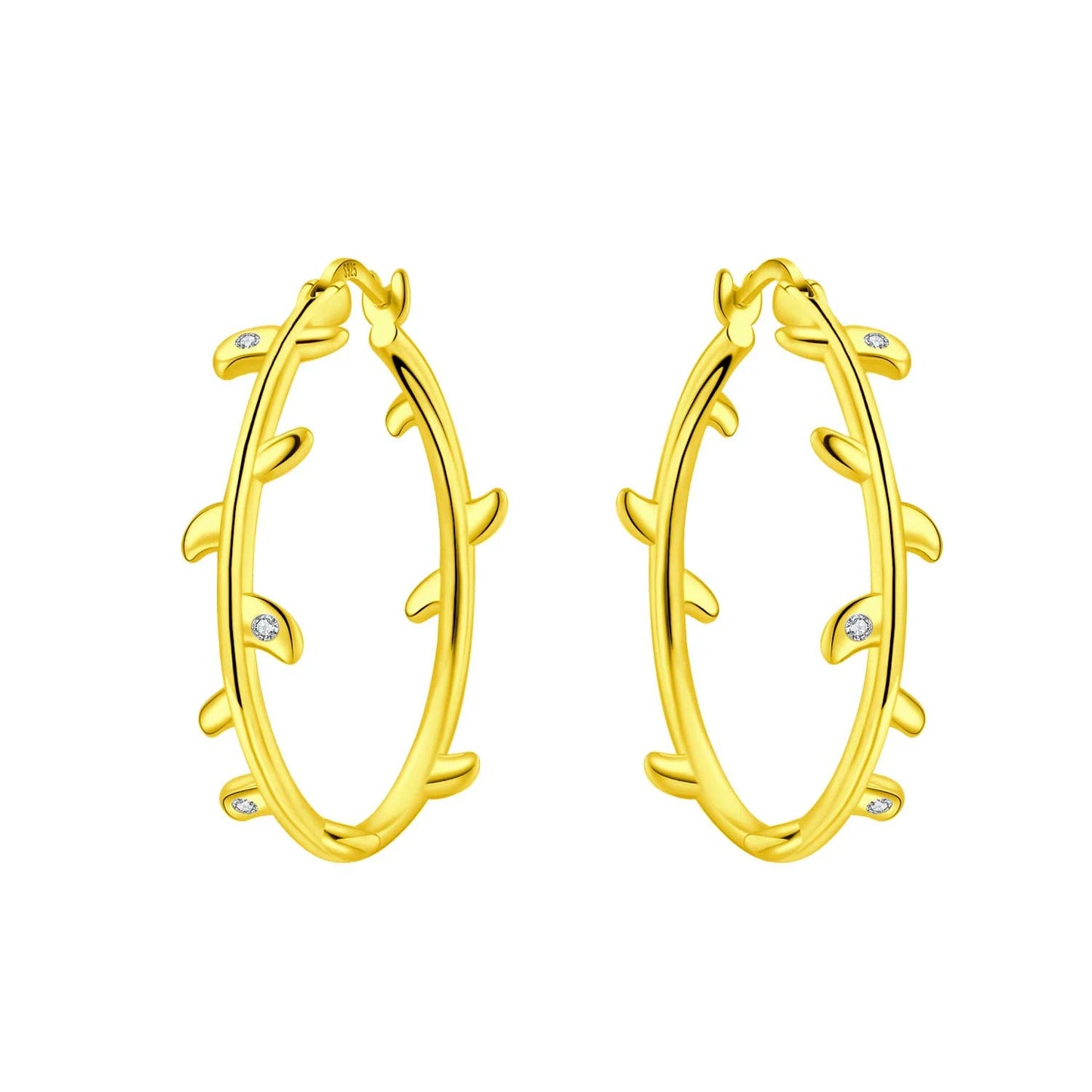 Original 2025 S925 Sterling Silver Zircon 18K Gold Lining Vintage Hoop Earrings for Women Birthday Party Wedding Gift Jewellery