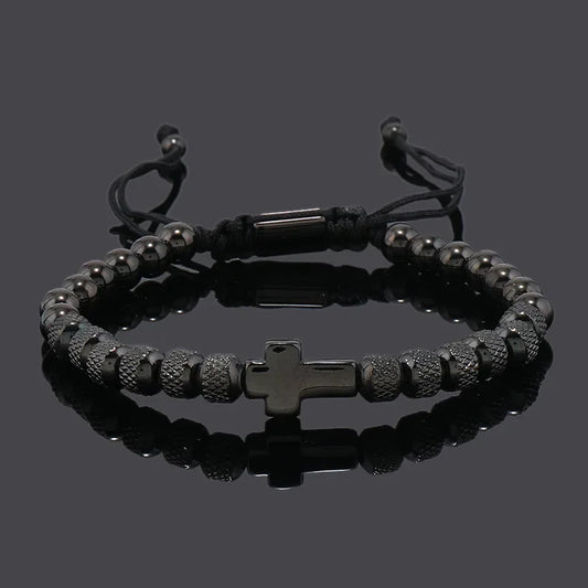 Cross Charm Bracelet Gift - Stainless Steel Beaded Design for Him & Her, Adjustable Durable Jewelry with Titanium Strength