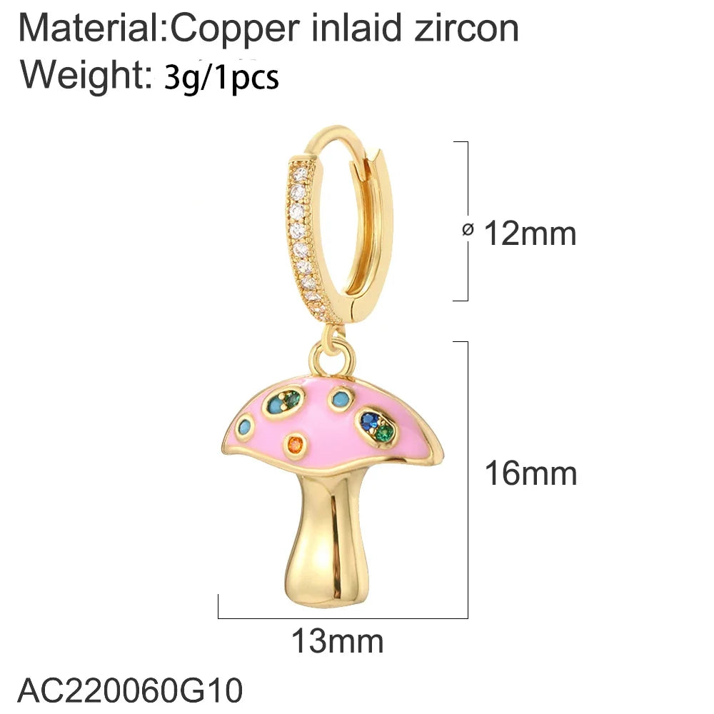 Sun Cute Fruit Hoop Earrings for Women Gold Color Heart Evil Blue Eye Dangle Earrings Micro Pave CZ New in Fashion Jewelry