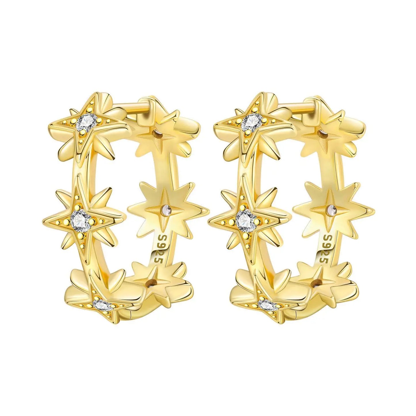 Original 2025 S925 Sterling Silver Zircon 18K Gold Lining Vintage Hoop Earrings for Women Birthday Party Wedding Gift Jewellery