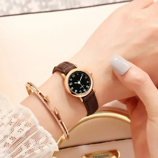 Simple Women Watches Small Round Girl's Belt Watches Quartz Wristwatches Dress Women's Watch Gift Women Watches Reloj Para Mujer