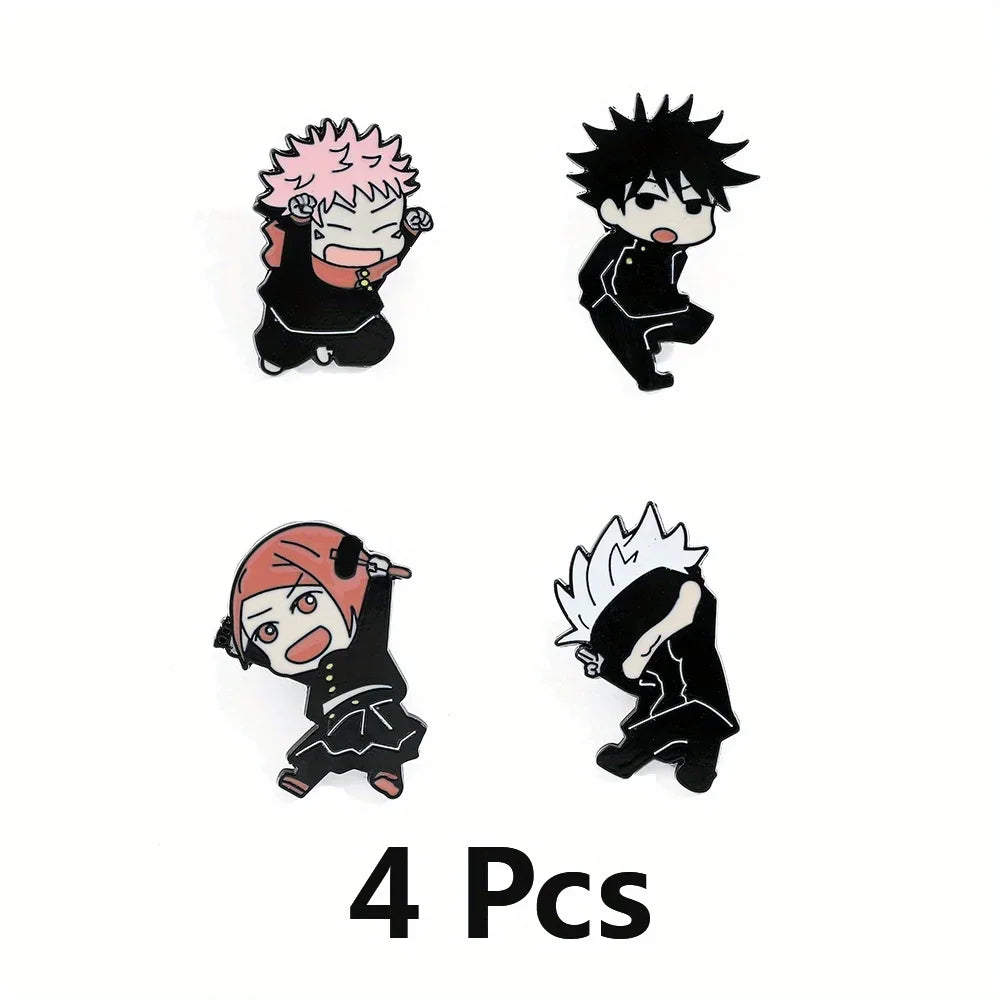 4 Pcs Cartoon Character Brooch Handsome Eye Mask Boy Enamel Pin Metal Badge Jewelry Backpack Clothing Accessories Festival Gift