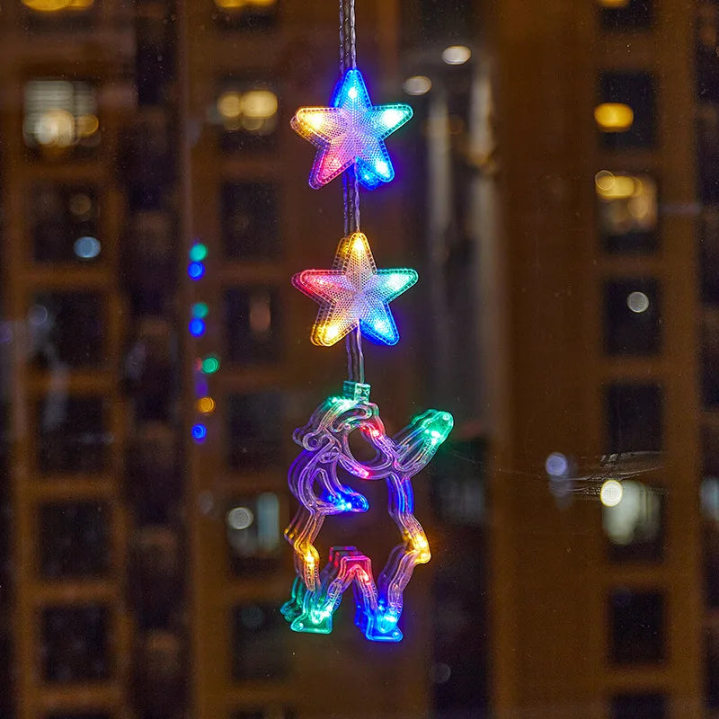 Christmas LED Suction Cup Lights Santa Claus Snowflake Elk Window Decoration Christmas Home Decoration New Year Lights Navidad