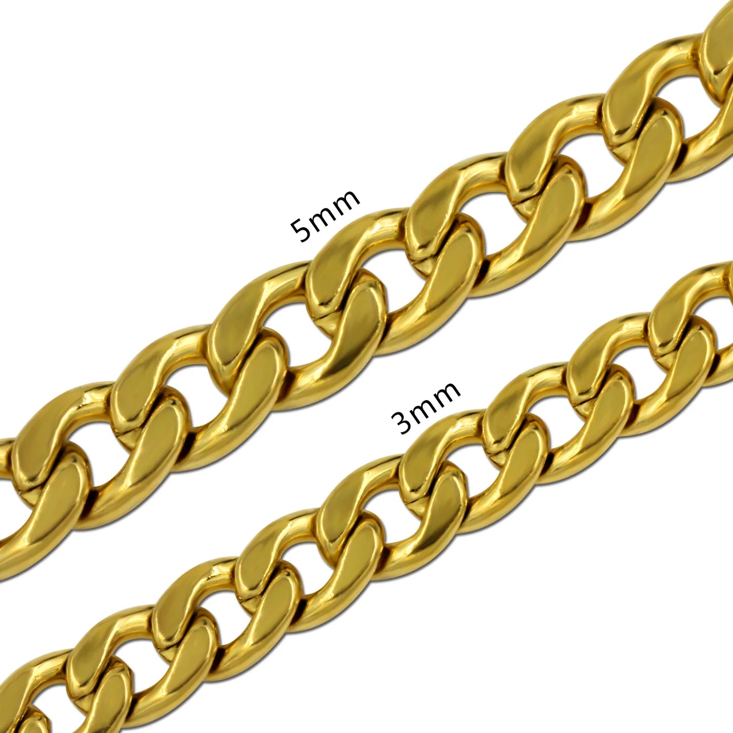 LUXUKISSKIDS Hip Hop Width 5/7MM Cuban Link Stainless Steel Chains Necklace for Men Basic Simple Rapper's Choker on Neck Jewelry