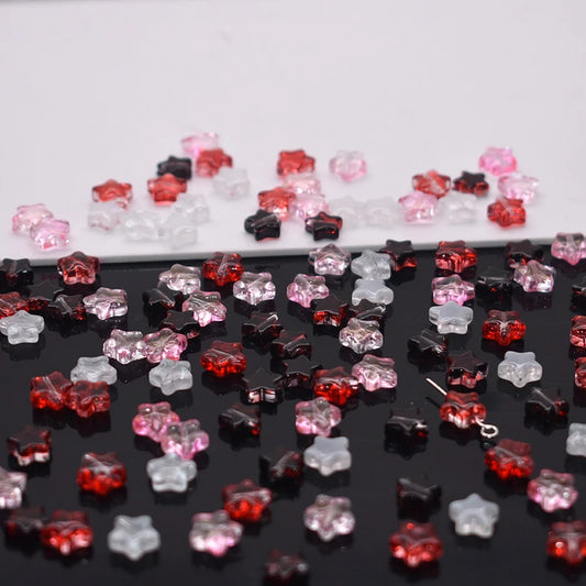 Mixed-color 8mm 60pcs Star Beads Czech Glass Loose Spacer Beads Handmade Diy Accessories Jewelry Making Necklace Earrings