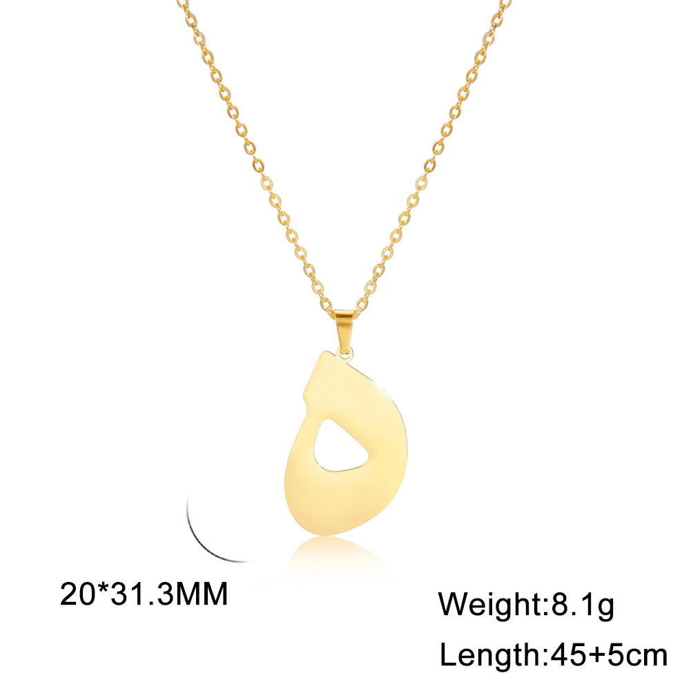 Cazador Gold Color 28 Arabic Letter Necklace for Women Stainless Steel Arab Alphabet Pendant Choker Necklaces Jewelry 2024 Trend