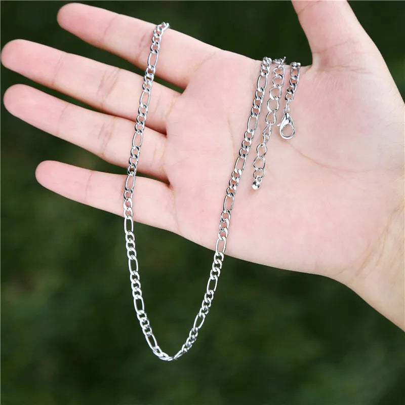 WG Fashion Cuban Link Curb Chain Necklace Figaro Square Box Chains For Men Jewelry Gift