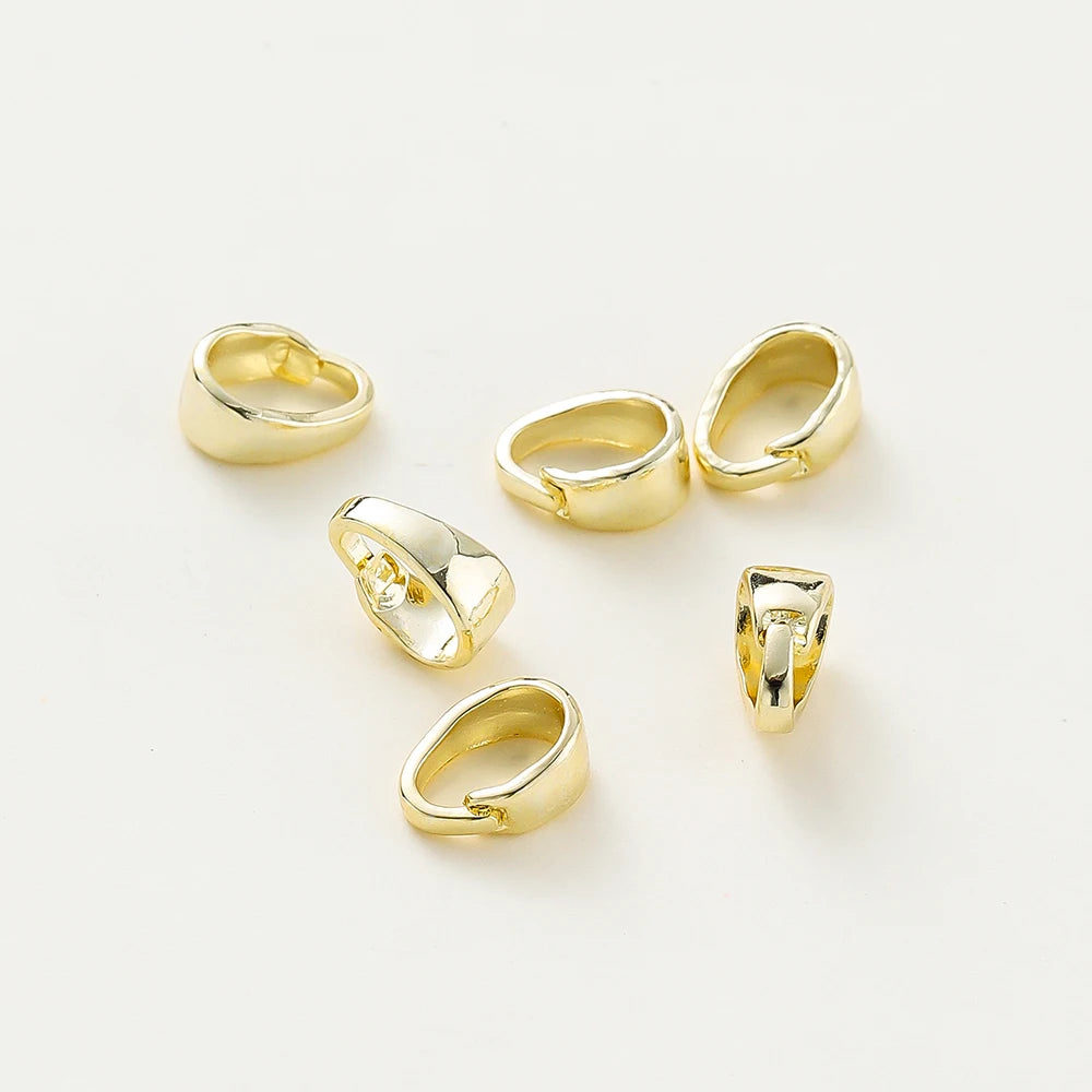 20pcs/lot 14K 18K Gold Color Pendant Pinch Bail Clips Melon Seeds Charm Clasps Connector Bulk For DIY Nacklace Making Findings