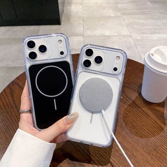 17 17Air Electroplating Backboard Magnetic Case For iPhone 17 ProMax 17pro Magsafe Wireless Charging Transparent Bumper Cover