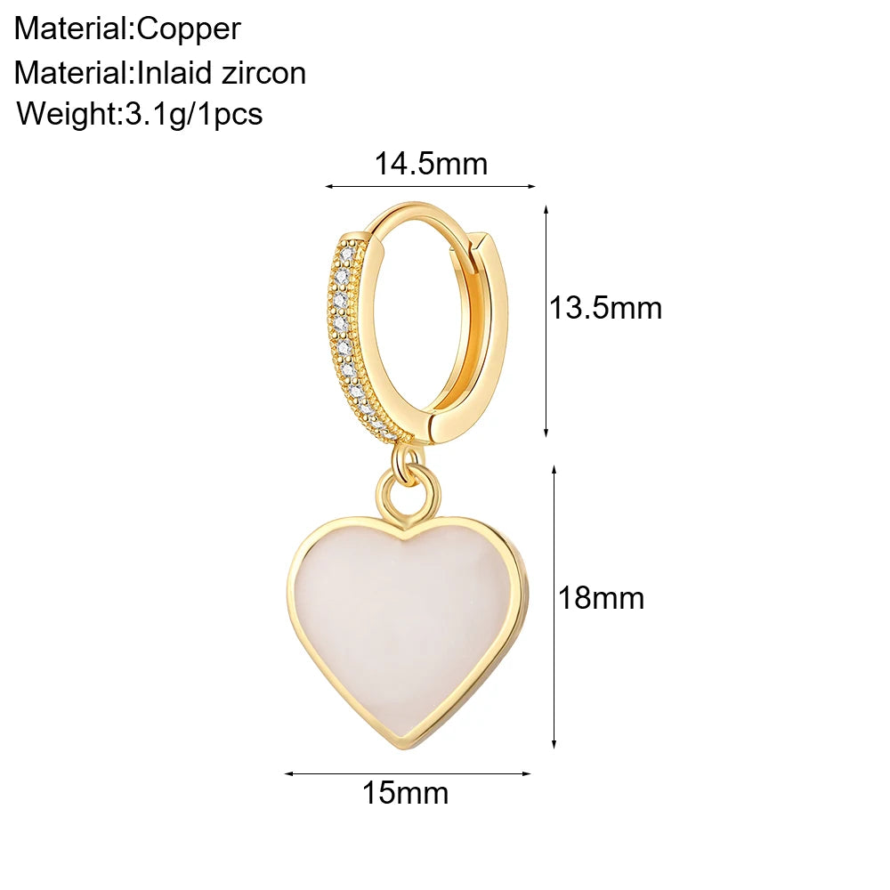 Cute Sun Moon Star Rainbow Red Heart Love Rose Flower Korean Hoop Earrings for Women Gold Color New In Earring High Quality