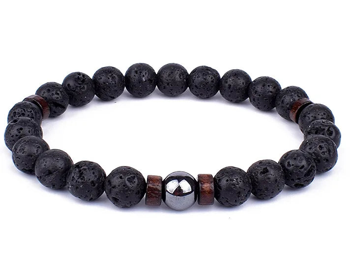 Natural Volcanic Lava Stone Beaded Bracelets for Women Men Jewelry Tiger Eyes Lapis Lazuli Healing Balance Chakra Bead Bracelet