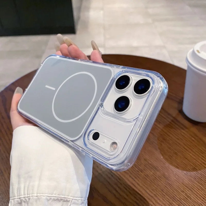 High Quality Matte Back Panel Clear Soft Border Phone Case For IPhone 17 Pro Max Air Magnetic Wireless Charging Anti-Drop Cover