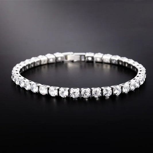 Luxury Hiphop Iced Out 4mm Cubic Zirconia Crystal Tennis Bracelets For Women Men Gold Color Silver Color Bracelet Chain Jewelry