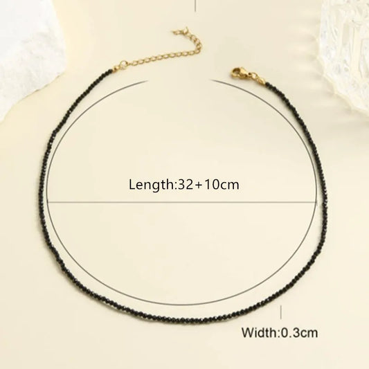 Trendy 3mm Black Clear Beads Chain Short Choker Necklace Female Jewelry Women Sweet Necklaces Bijoux Femme Ladies Party Gift
