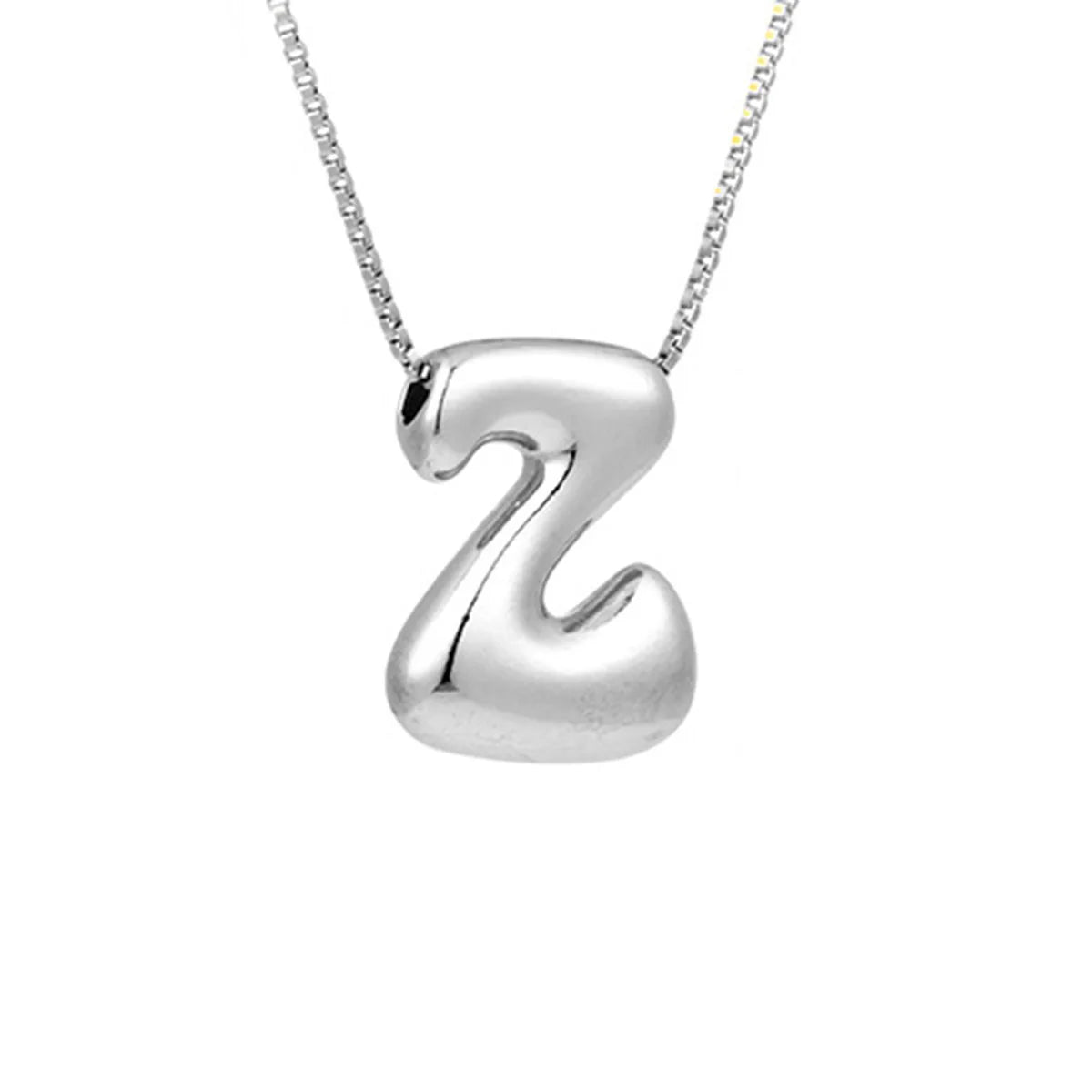 Delicate Chunky Balloon 26 Letter Necklace Bubble Initial Alphabet Pendant Box Chain Choker Stainless Steel Gold Plated Jewelry