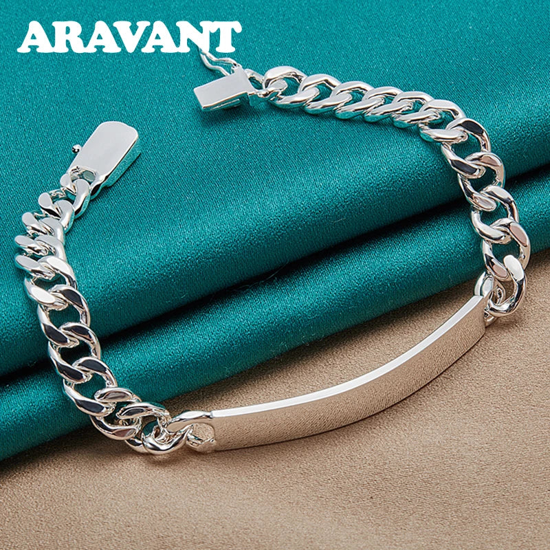 Aravant 925 Silver 2pcs/Set Charm Bracelets Sets For Women Men Fashion Jewelry