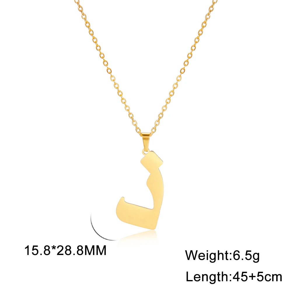 Cazador Gold Color 28 Arabic Letter Necklace for Women Stainless Steel Arab Alphabet Pendant Choker Necklaces Jewelry 2024 Trend