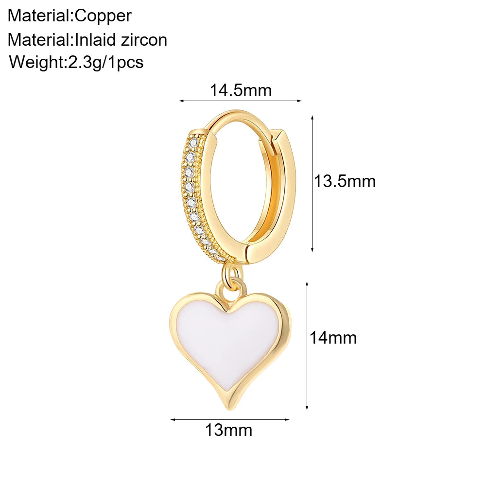 Cute Sun Moon Star Rainbow Red Heart Love Rose Flower Korean Hoop Earrings for Women Gold Color New In Earring High Quality