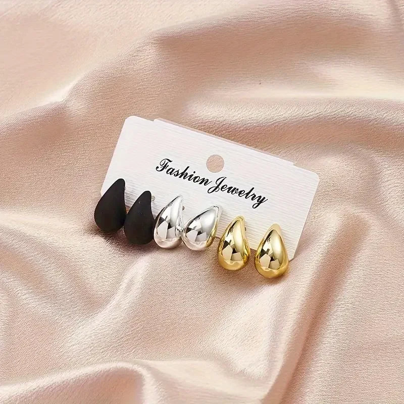 Vintage Elegant Teardrop Stud Earring Set Chic Simple Fashion Lightweight Earrings for Women Daily Wear Party Jewelry Gift 2025