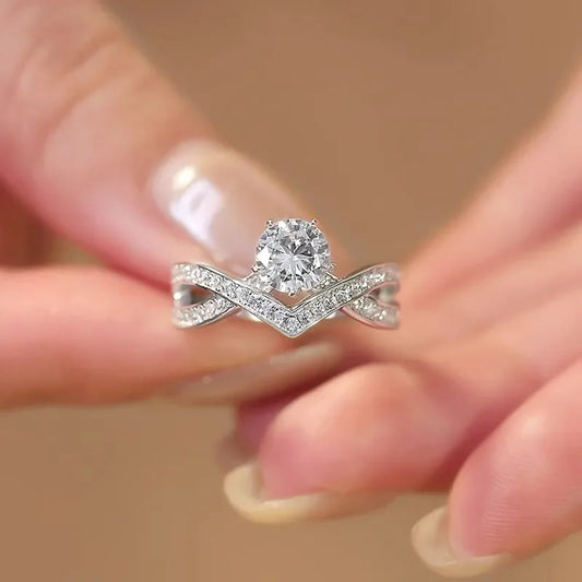 GRA Certified Moissanite Diamond Crown Ring D Color Real 925 Sterling Silver 4 Prong INS Ring For Women Wedding Fine Jewelry