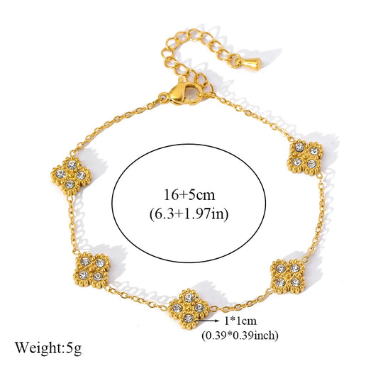 EILIECK 316L Stainless Steel Flower Clover Zircon Bracelet For Women Girl 2025 NewTrendy Wrist Chain Waterproof Jewelry Gift