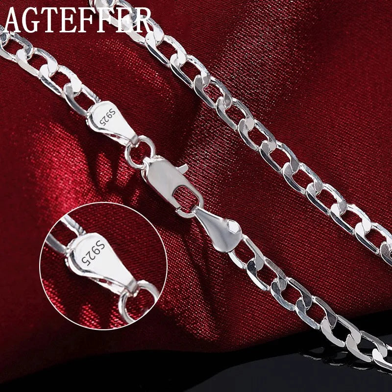 Men's 925 Sterling Silver Necklace 2/4/6/8/10/12MM 40-75cm Face Chain Necklace Lobster Clasp Men And Women Engagement Jewelry