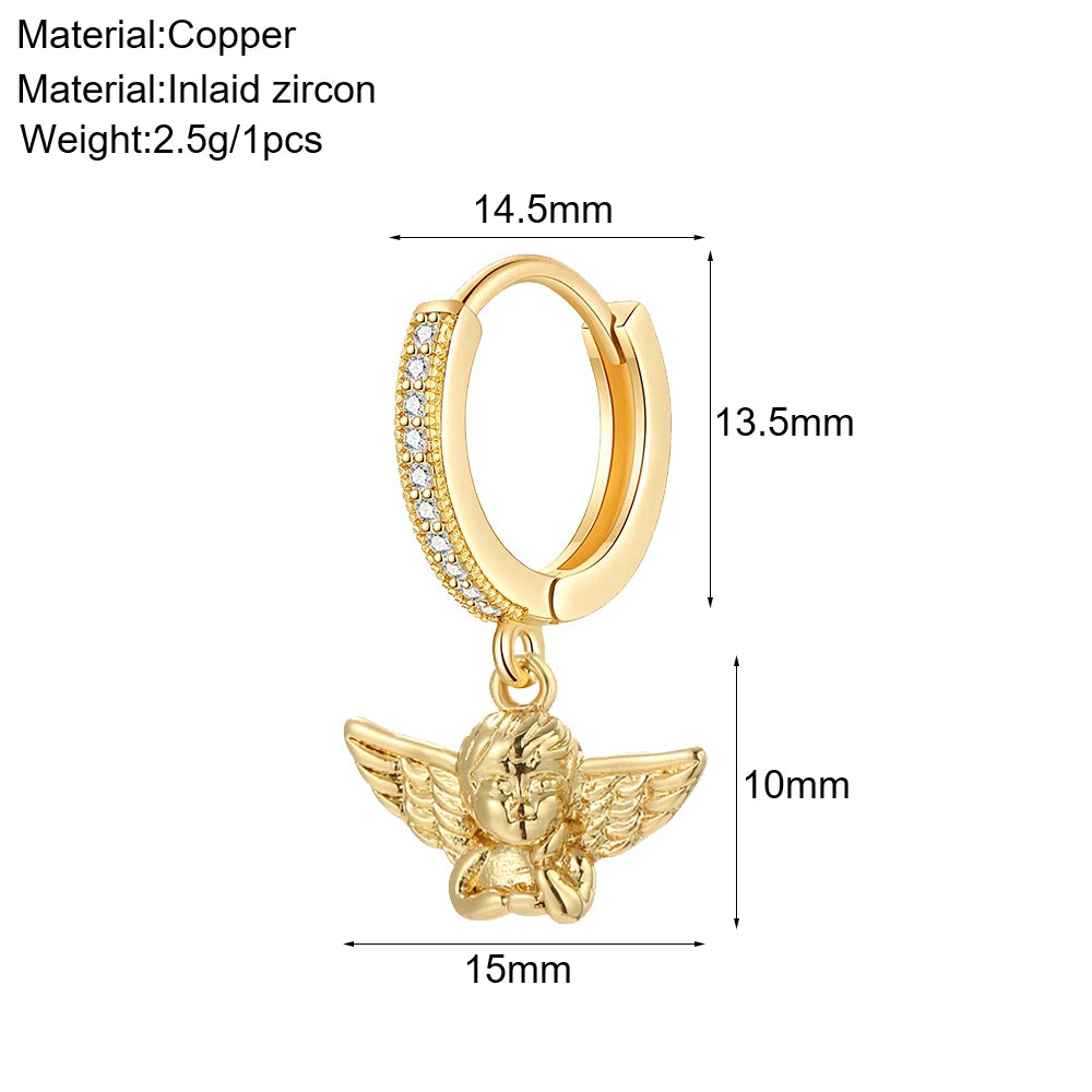 Cute Sun Moon Star Rainbow Red Heart Love Rose Flower Korean Hoop Earrings for Women Gold Color New In Earring High Quality