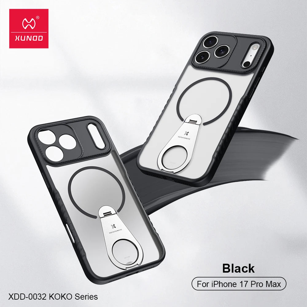 Xundd for iPhone 17 Pro Max 17 Pro 17 Air Magnetic Case with Kickstand,360° Fully Adjustable Stand Matte Transprent Phone Case
