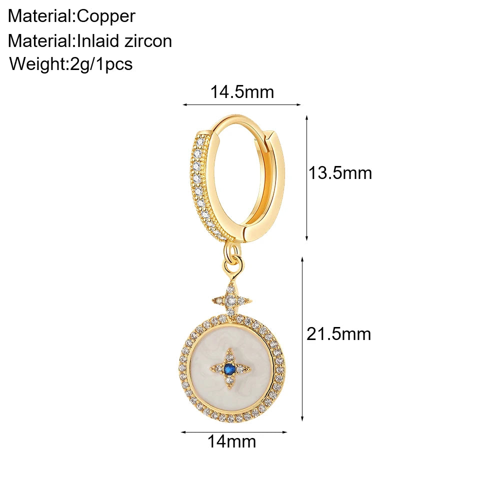Cute Sun Moon Star Rainbow Red Heart Love Rose Flower Korean Hoop Earrings for Women Gold Color New In Earring High Quality