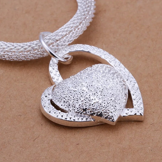 silver Plated gorgeous charm fashion charm heart wedding lady love necklace noble luxury 18 inches Silver jewelry , N270