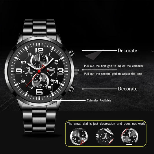 Men's Watches Luxury Stainless Steel Quartz Watch Man Leather Calendar Sports Wristwatch Luminous Clock reloj hombre
