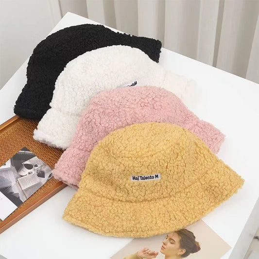 Trendy Fashion Fleece Bucket Hat Winter Warm Cold Resistant Fisherman Cap Sunshade Unisex Men Women Outdoor Headwear