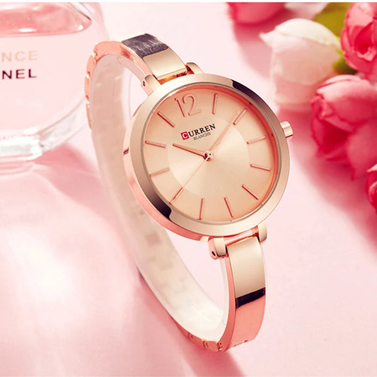 CURREN Fashion Gold Women Watches Stainless Steel Ultra Thin Quartz Watch Woman Romantic Clock Women's Watches with box