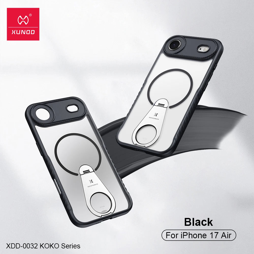Xundd for iPhone 17 Pro Max 17 Pro 17 Air Magnetic Case with Kickstand,360° Fully Adjustable Stand Matte Transprent Phone Case