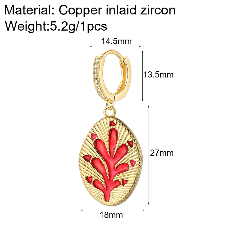 Sun Cute Fruit Hoop Earrings for Women Gold Color Heart Evil Blue Eye Dangle Earrings Micro Pave CZ New in Fashion Jewelry