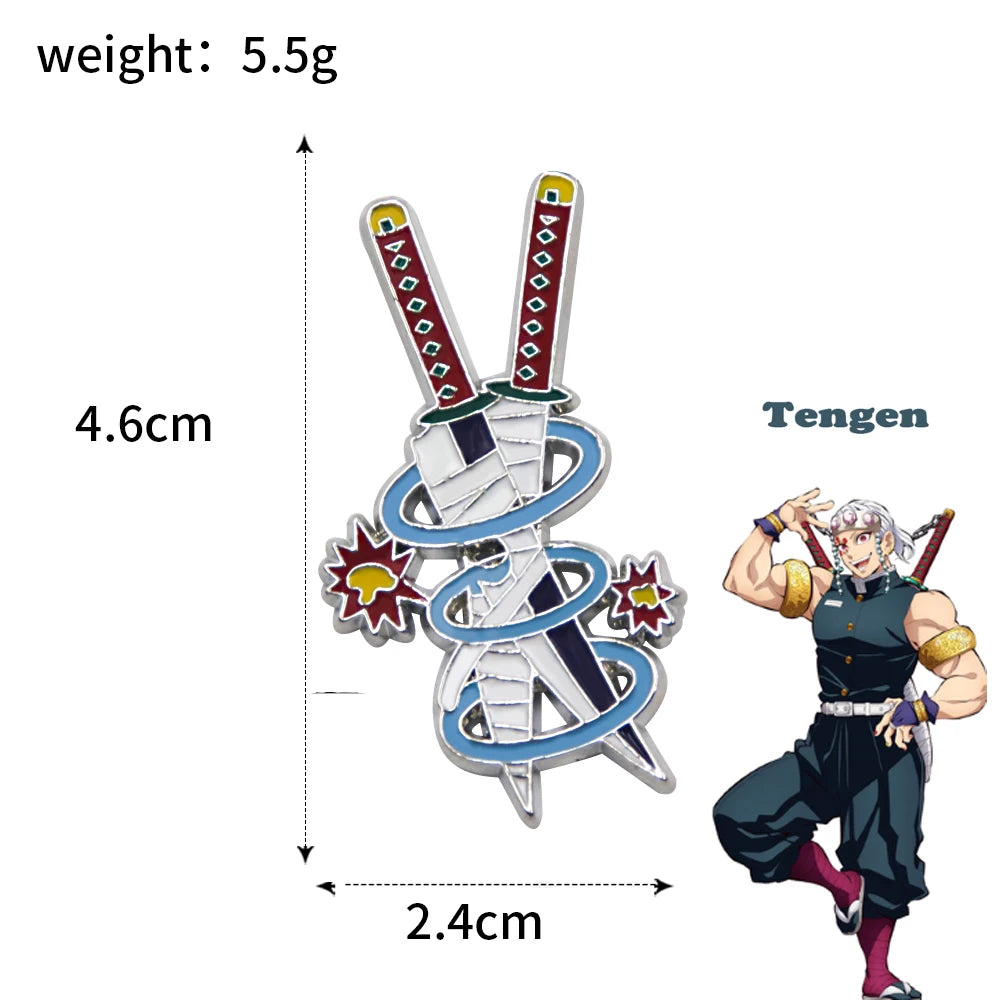 Anime Demon Slayer Brooch Enamel Kimetsu no Yaiba Sword Pins Weapon Badge Fans Cosplay Souvenir Props Backpack Jewelry Gift