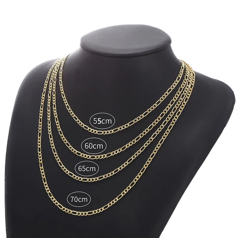 WG Fashion Cuban Link Curb Chain Necklace Figaro Square Box Chains For Men Jewelry Gift