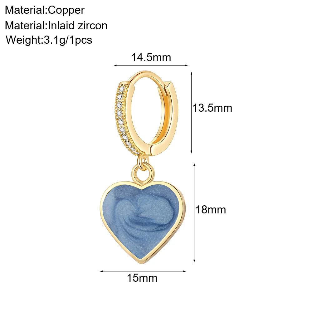 Cute Sun Moon Star Rainbow Red Heart Love Rose Flower Korean Hoop Earrings for Women Gold Color New In Earring High Quality
